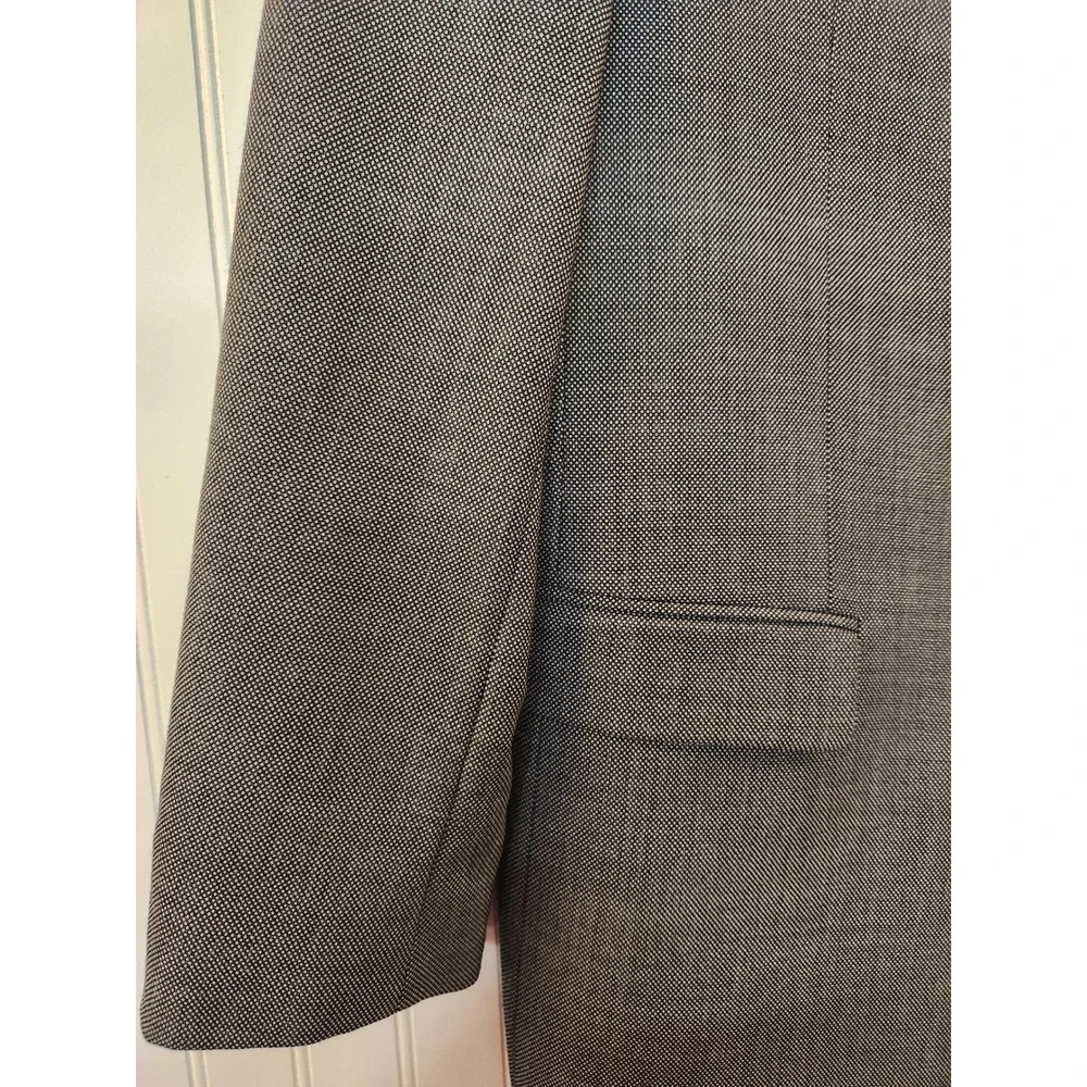 Tommy‎ Hilfiger Mens 44L Grey 100% Wool Micro Pattern 2-Button Blazer Jacket